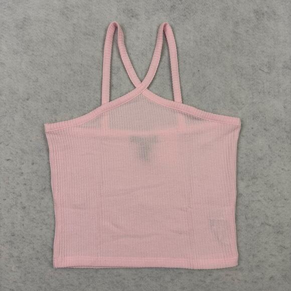 Forever 21 Ribbed Cami Tank Top Pink M Criss Cross Strap NWT Y2K Basic - Picture 3 of 11